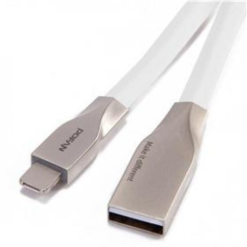 Cablu microusb cu mufe in carcasa de metal alb
