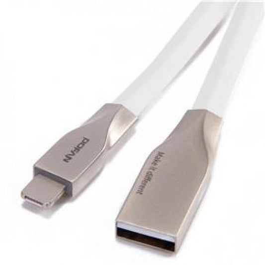 Cablu microusb cu mufe in carcasa de metal alb