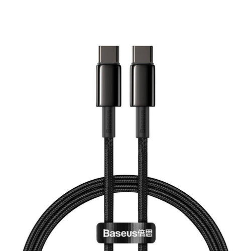 Cablu USB-C la USB-C Baseus Baseus Tungsten Gold, 100W, 1m negru