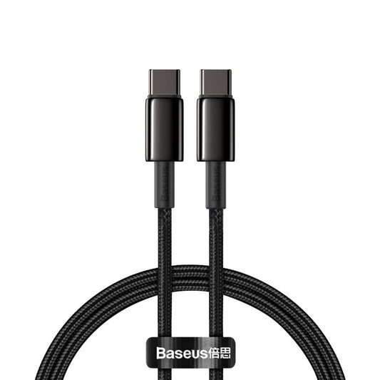 Cablu USB-C la USB-C Baseus Baseus Tungsten Gold, 100W, 1m negru