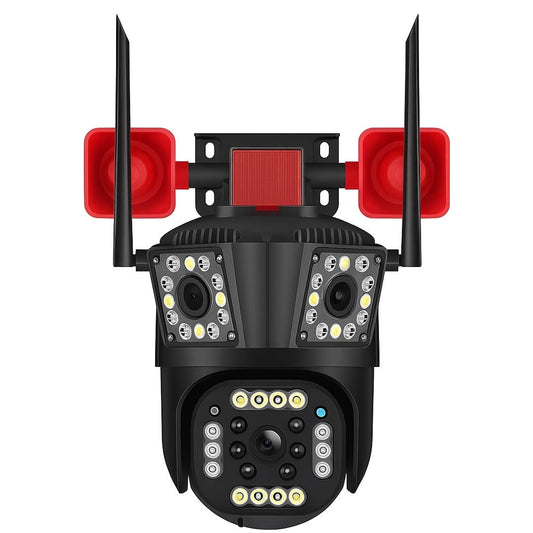 Cameră de Supraveghere 3 lentile, WiFi/4G, 12MP Ultra HD, PTZ 355°, Zoom 5X, Night Vision Color, Audio 2-Way engross