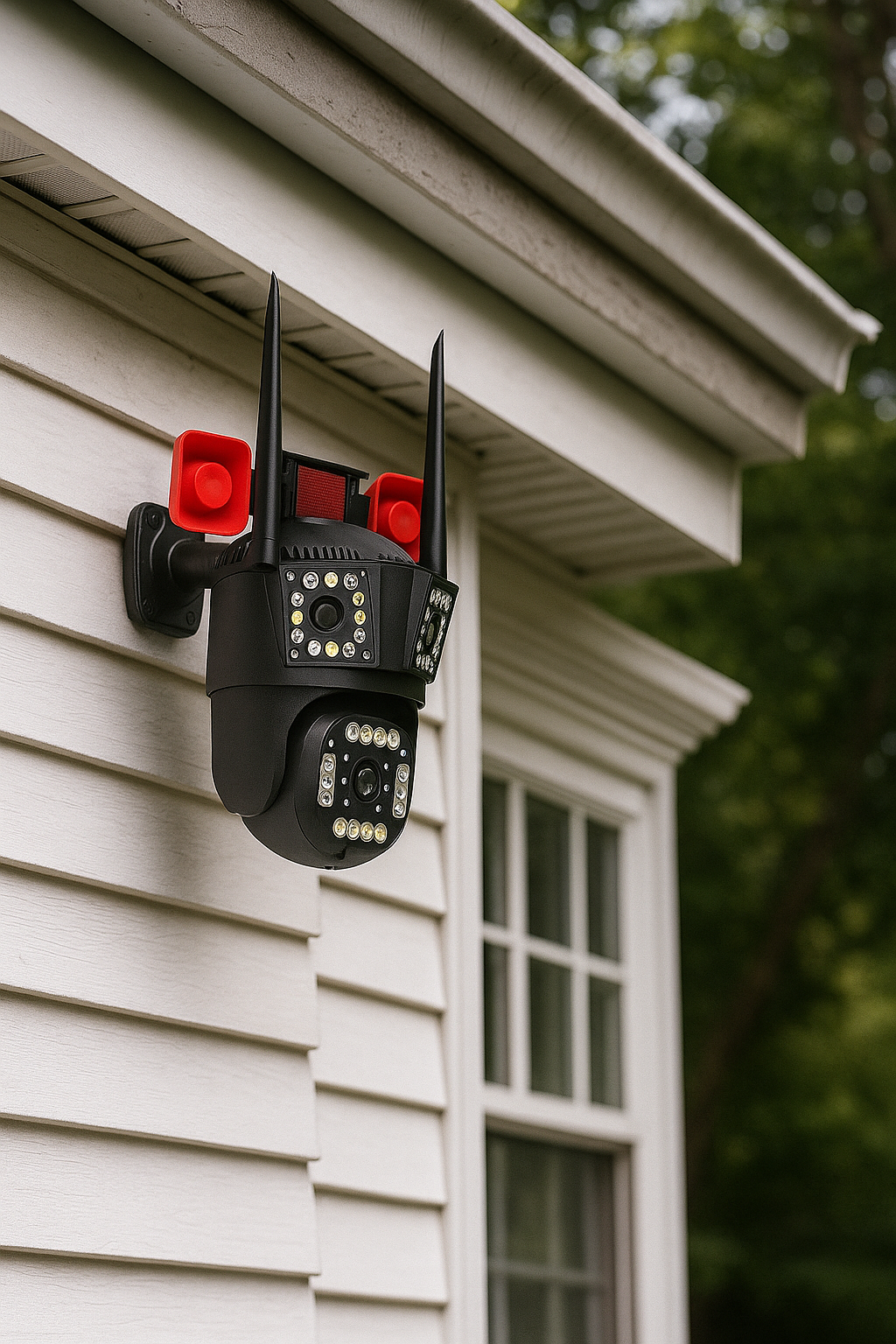 Cameră de Supraveghere 3 lentile, WiFi/4G, 12MP Ultra HD, PTZ 355°, Zoom 5X, Night Vision Color, Audio 2-Way engross