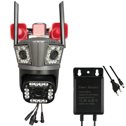 Cameră de Supraveghere 3 lentile, WiFi/4G, 12MP Ultra HD, PTZ 355°, Zoom 5X, Night Vision Color, Audio 2-Way engross