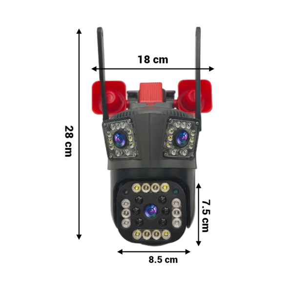Cameră de Supraveghere 3 lentile, WiFi/4G, 12MP Ultra HD, PTZ 355°, Zoom 5X, Night Vision Color, Audio 2-Way engross