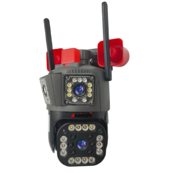 Cameră de Supraveghere 3 lentile, WiFi/4G, 12MP Ultra HD, PTZ 355°, Zoom 5X, Night Vision Color, Audio 2-Way engross