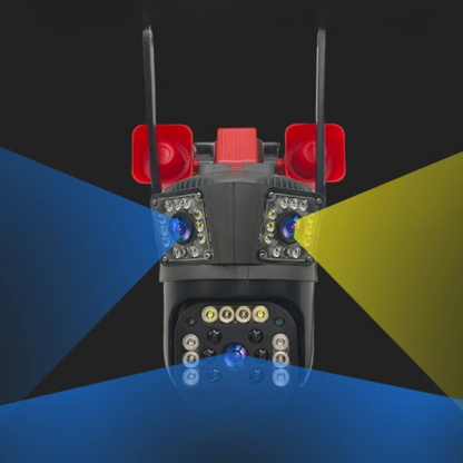 Cameră de Supraveghere 3 lentile, WiFi/4G, 12MP Ultra HD, PTZ 355°, Zoom 5X, Night Vision Color, Audio 2-Way engross