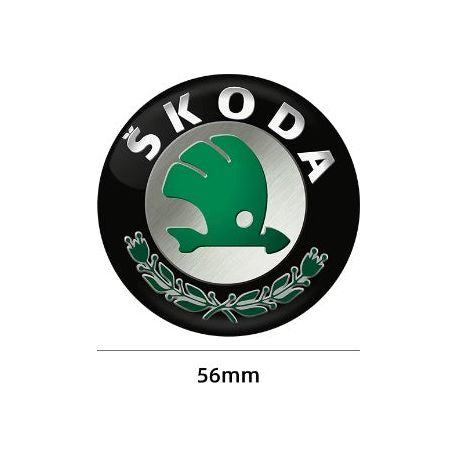 Комплект от 4 капачки за джанти Skoda, 52 мм вътрешен диаметър, 56 мм външен диаметър, ЧЕРЕН със ЗЕЛЕН