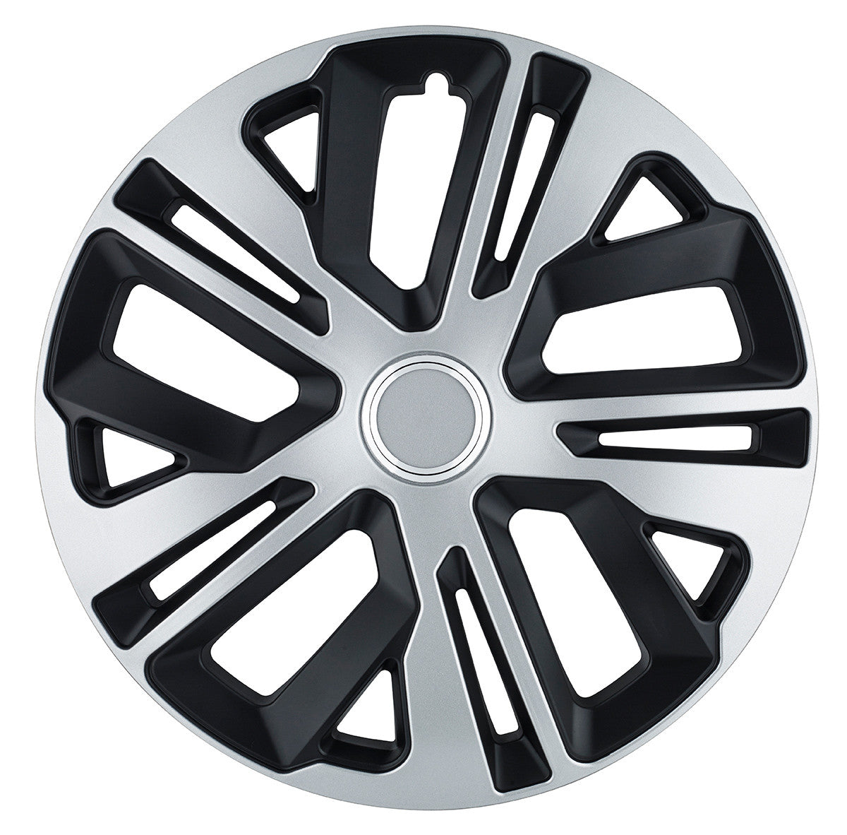 Set 4 Capace Roti 14 inch (R14) Raven Gri-Negru cu inel cromat