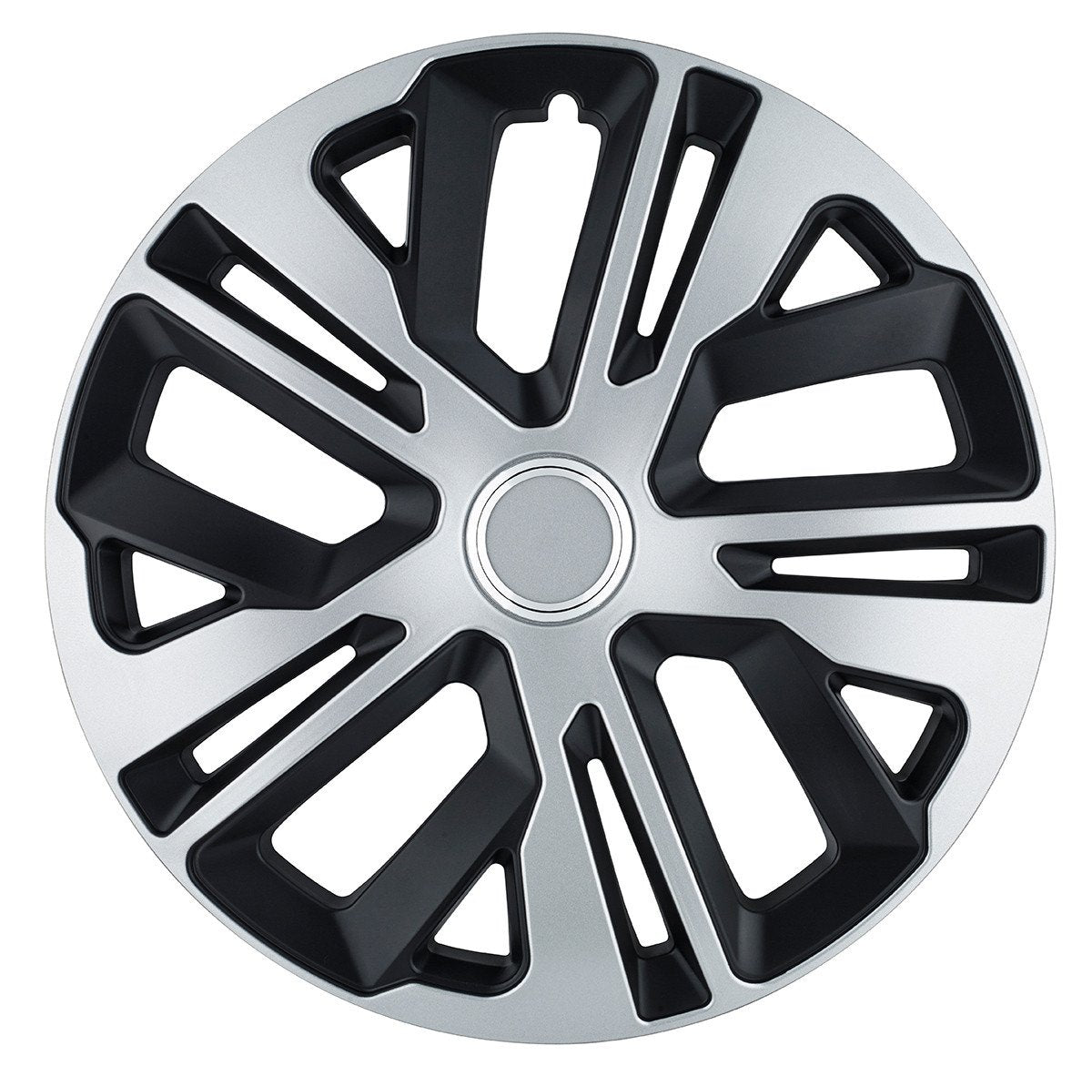 Set 4 Capace Roti 15 inch (R15) Raven Gri-Negru cu inel cromat