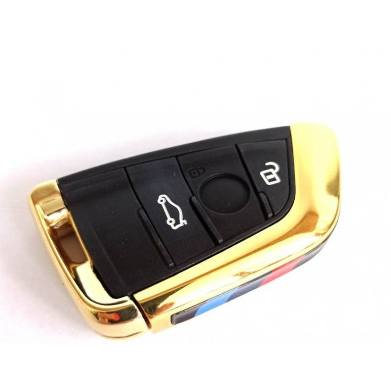 Carcasa cheie,after market,compatibila cu  Bmw Smart 3 butoane negru cu auriu,fara logo