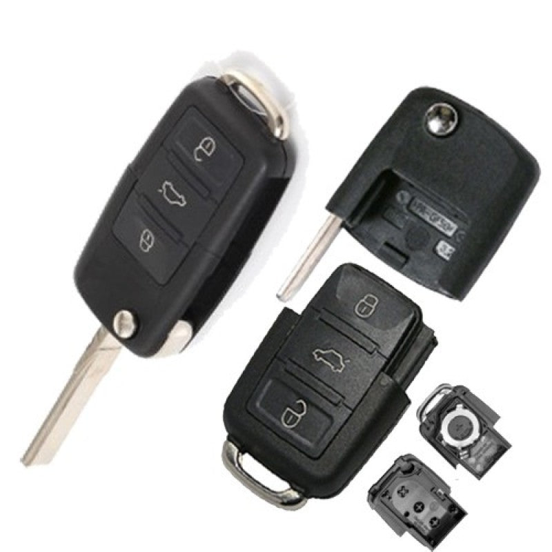 Carcasa Cheie Briceag after market , compatibila cu VW, 3 but, cu lamela HU 66
