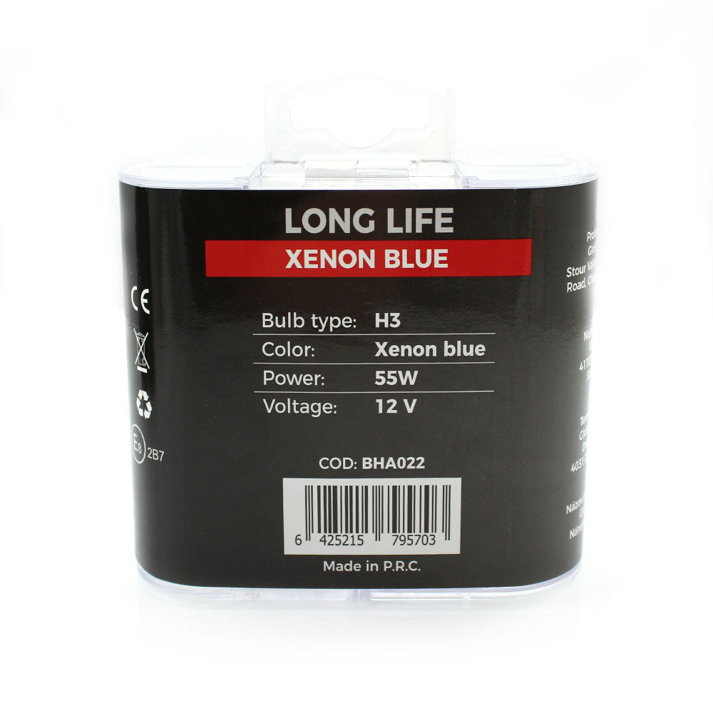 Set de 2 becuri Halogen H3 +100% Intensitate - LONG LIFE - CARGUARD