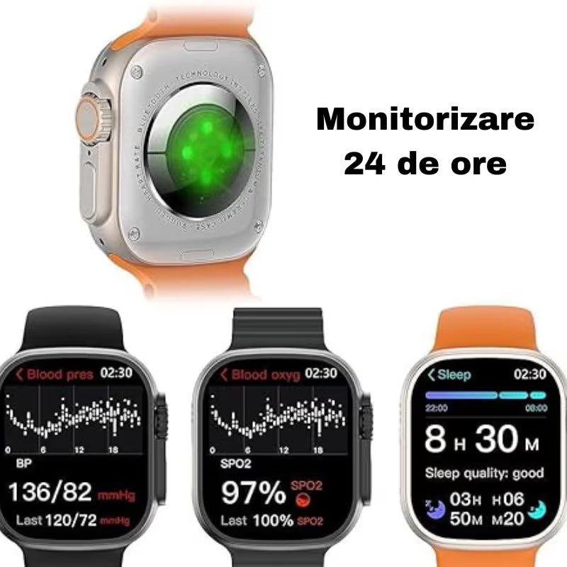 SmartWatch 1.99” cu Curea Extra, Apel Bluetooth, Încărcare Wireless, Monitorizare Sănătate &amp; Notificări engross