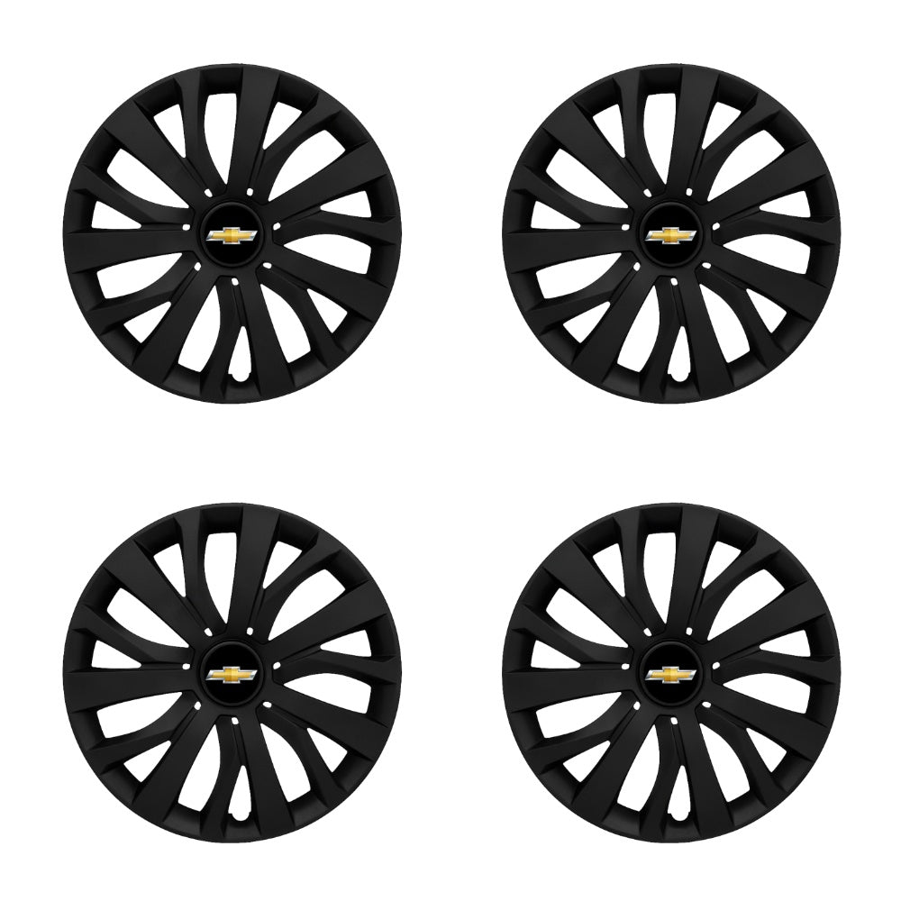 Set 4 capace roti potrivite jantelor de 15 inch compatibile CHEVROLET, Model - 345 Black Edition
