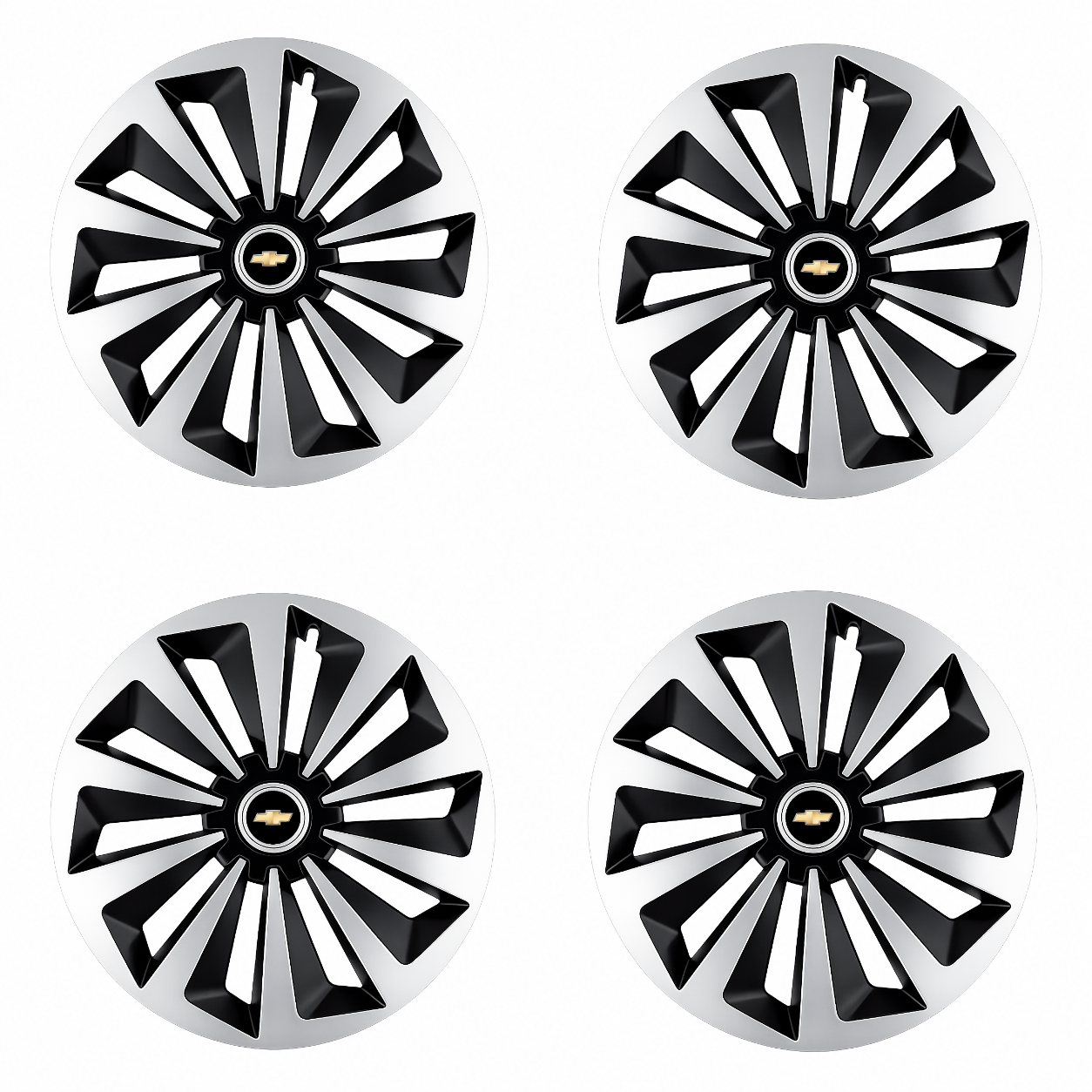 Set 4 capace roti Fox Gri-Negru R14 Compatibil Cu Chevrolet