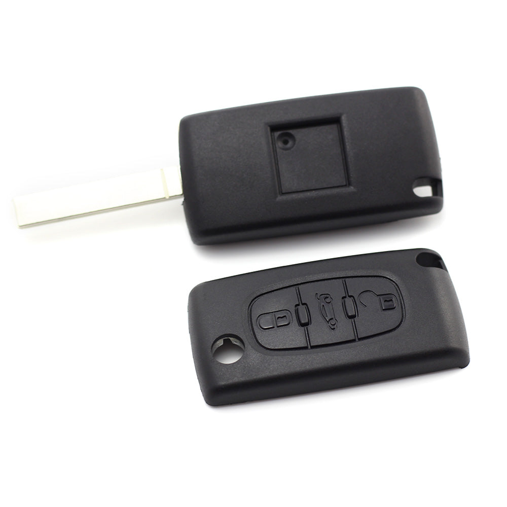 Citroen / Peugeot 307 - Carcasa tip cheie briceag cu 3 butoane, lama VA2-SH3, fara suport baterie, buton portbagaj