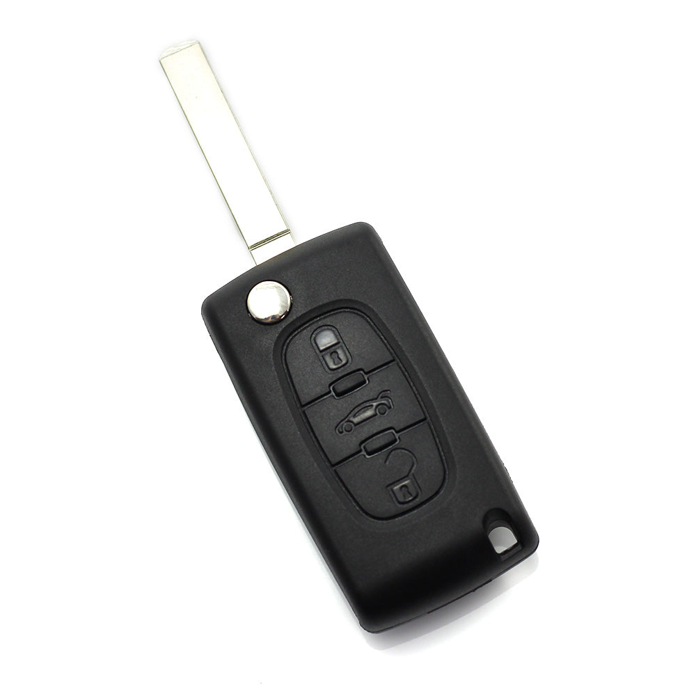 Citroen / Peugeot 307 - Carcasa tip cheie briceag cu 3 butoane, lama VA2-SH3, fara suport baterie, buton portbagaj