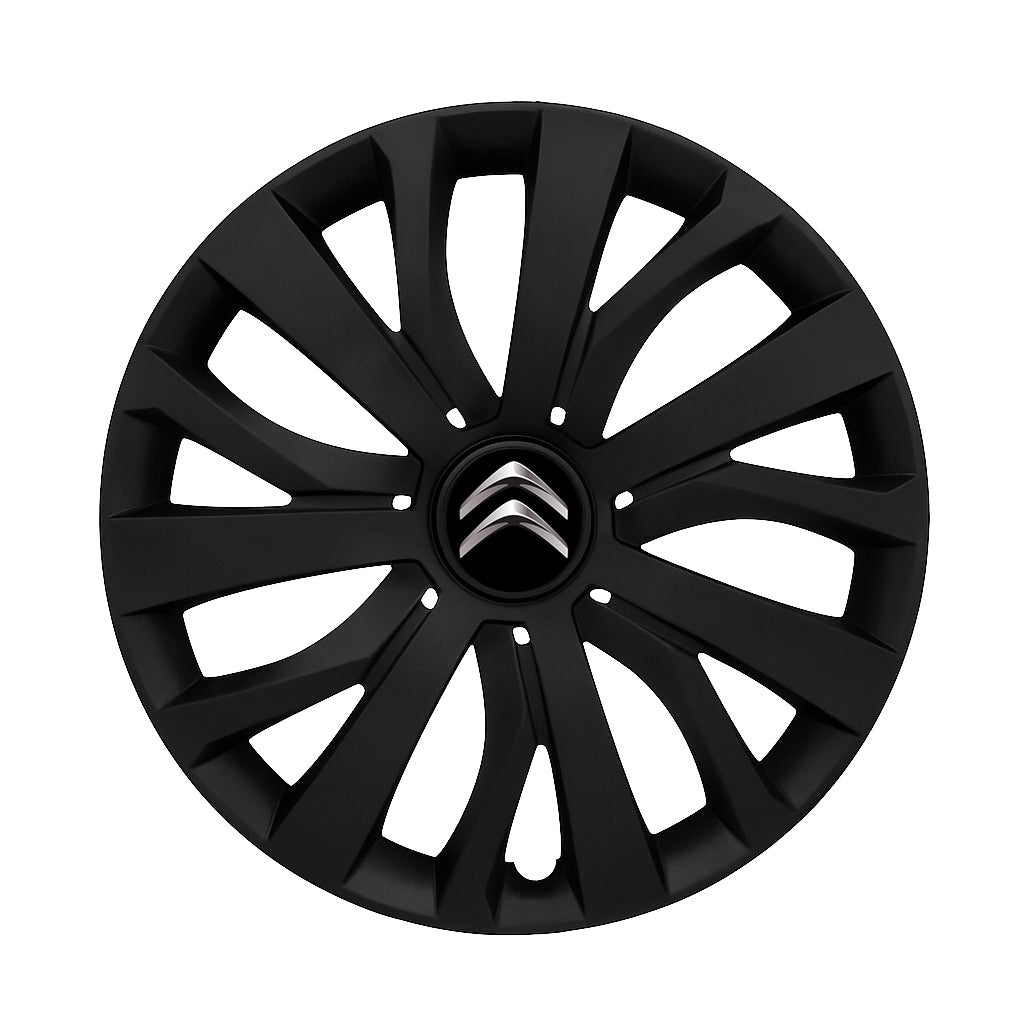 Set 4 capace roti potrivite jantelor de 15 inch compatibile CITROEN, Model - 345 Black Edition