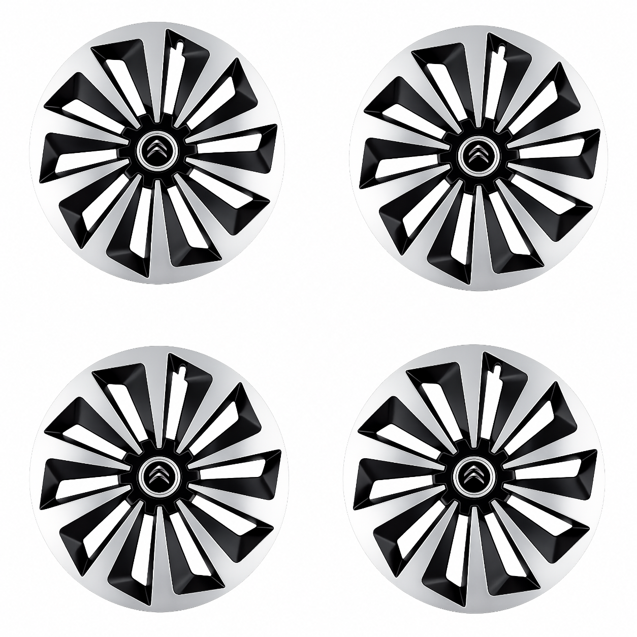 Set 4 capace roti Fox Gri-Negru R16 Compatibil Cu Citroen