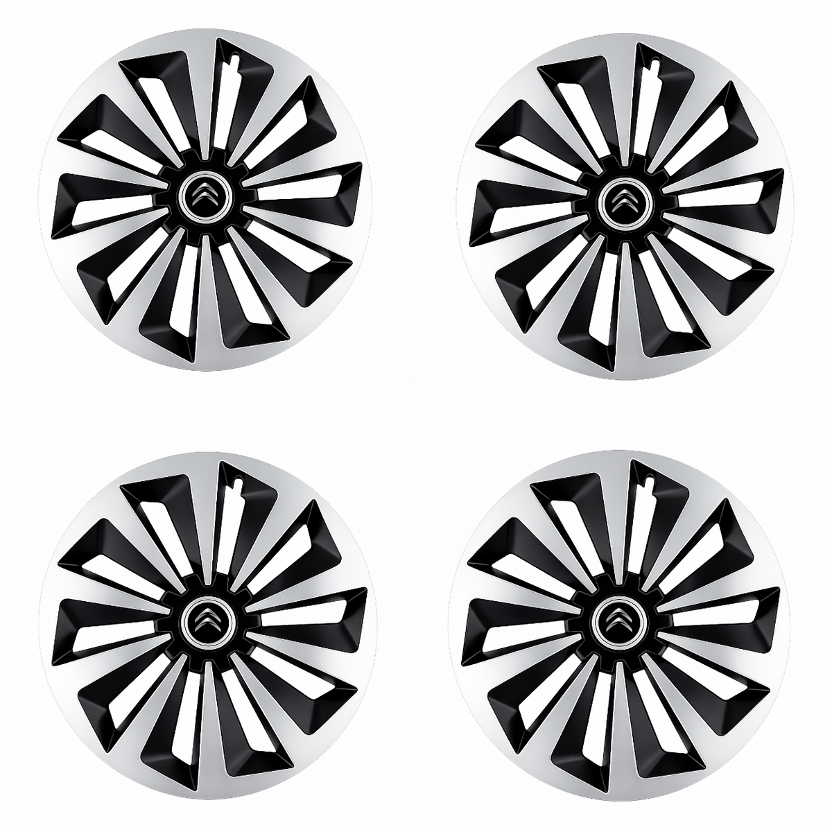 Set 4 capace roti Fox Gri-Negru R15 Compatibil Cu Citroen