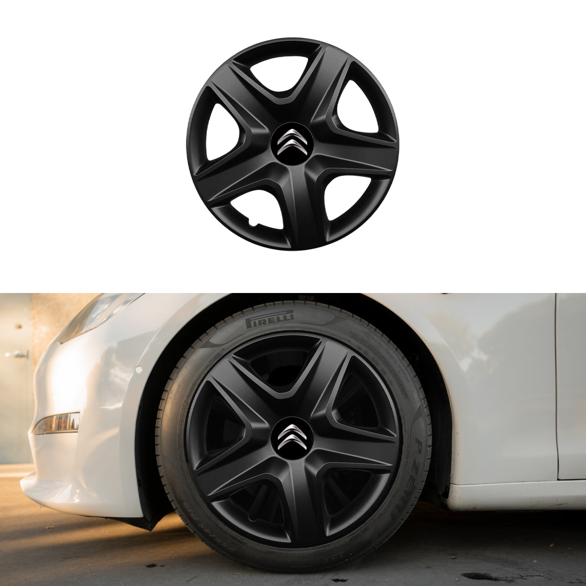 Set 4 capace roti potrivite jantelor de 15 inch compatibile CITROEN, Model 340 Black