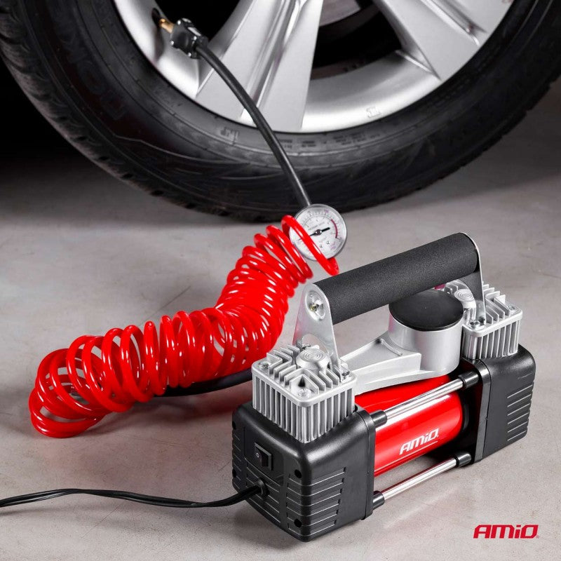 Compresor auto, AComp-4, metalic, 2 cilindri, 12V, premium