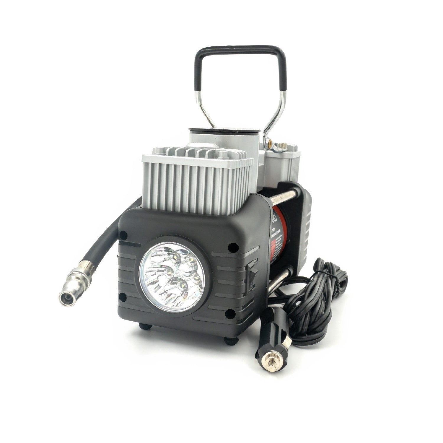 Compresor auto Carguard Heavy-Duty dublu cilindru – 50 L/min – 150 PSI – LED + kit reparație anvelope