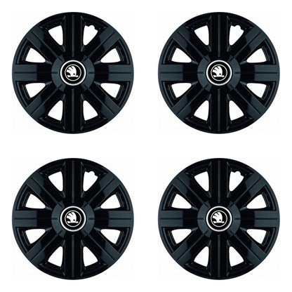 Set 4 capace roti Cosmos Negru R15, pentru gama auto Skoda Nou