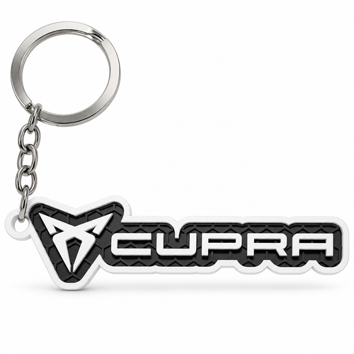 Breloc auto Cupra inscripție cu lanț și inel
