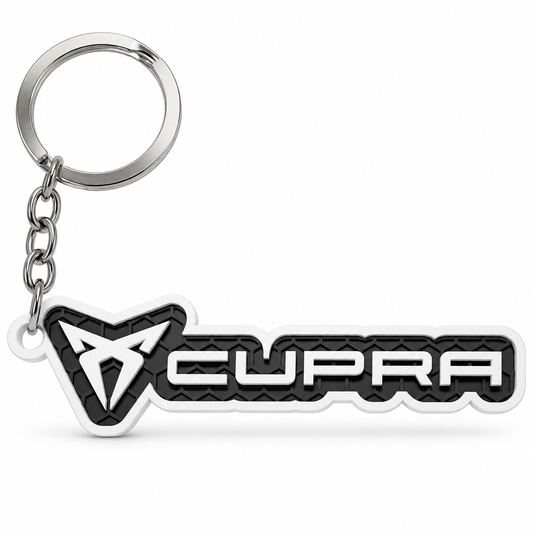 Breloc auto Cupra inscripție cu lanț și inel
