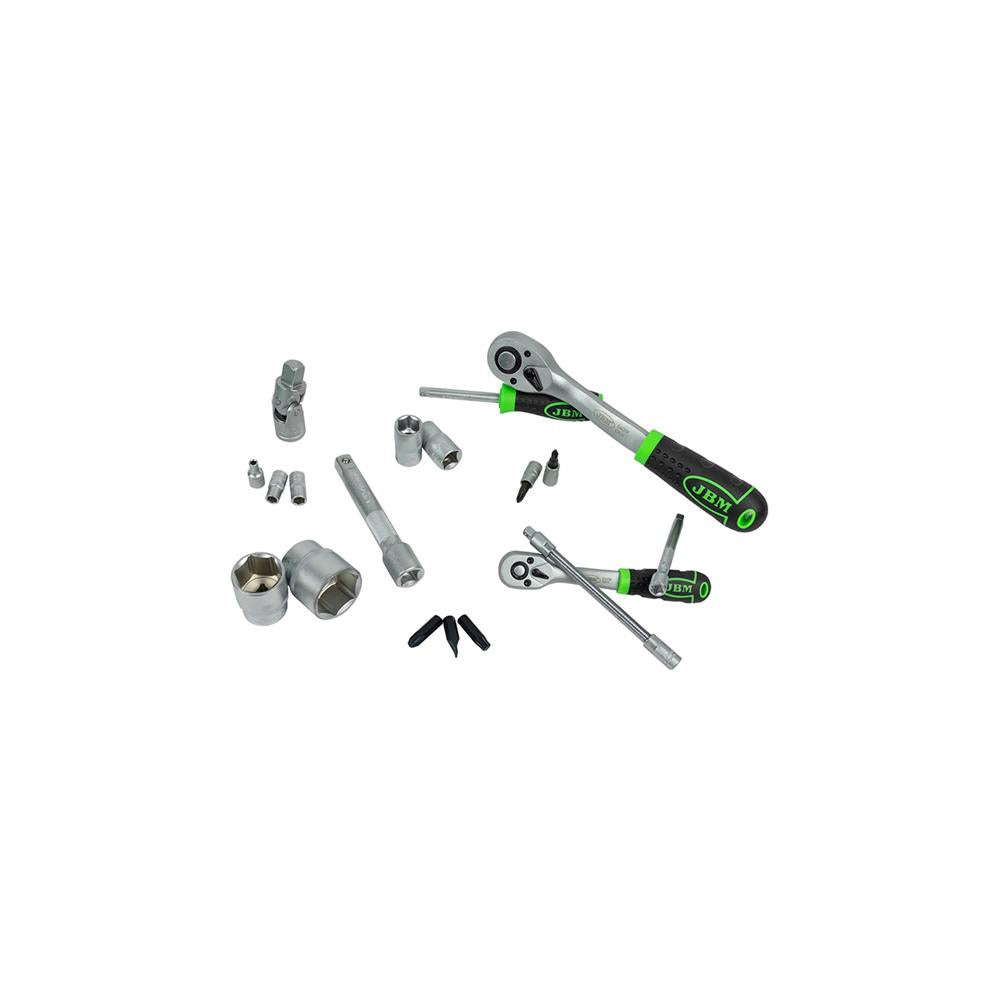 TRUSA DE TUBULARE HEXAGONALE CU 94 PIESE CU CLICHETI 1/2` SI 1/4` JBM