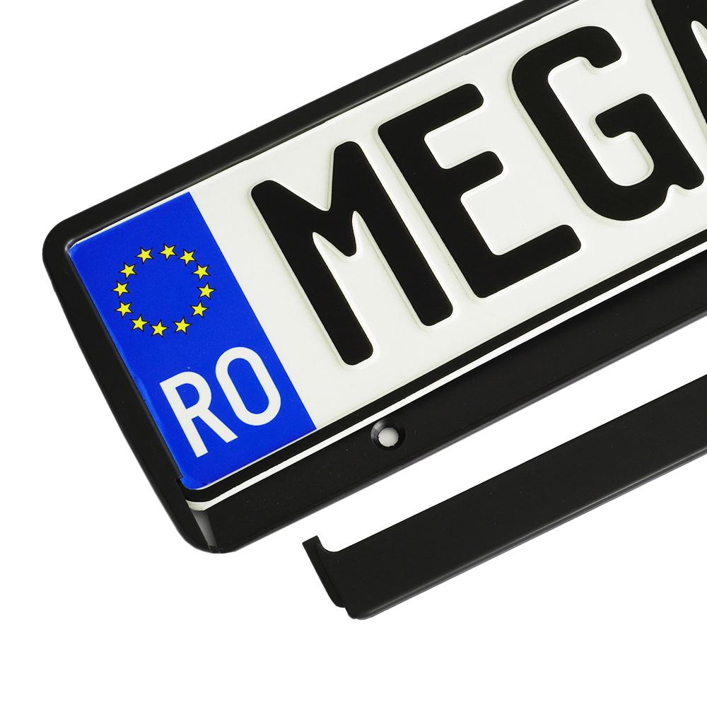 SUPORT NUMAR INMATRICULARE MEGA DRIVE METALIZAT NEGRU 1 BUC