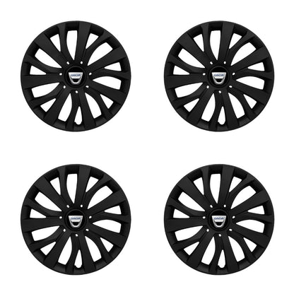Set 4 capace roti potrivite jantelor de 15 inch compatibile DACIA, Model - 345 Black Edition