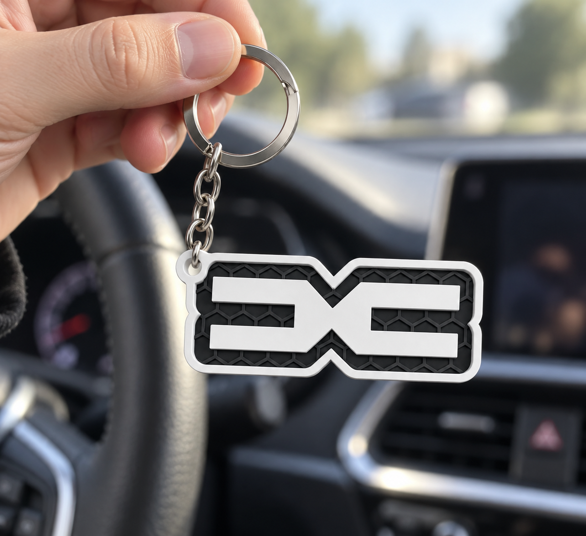 Breloc auto Dacia logo cu lanț și inel