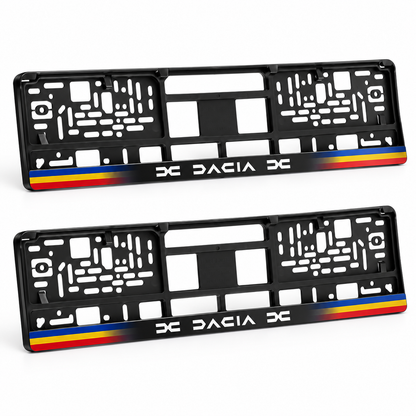 Set 2 bucati, suport numar inmatriculare personalizat Dacia Nou, HLX-1