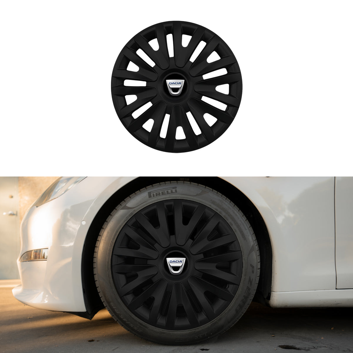 Set 4 capace roti potrivite jantelor de 16 inch compatibile DACIA, Model 412 Black