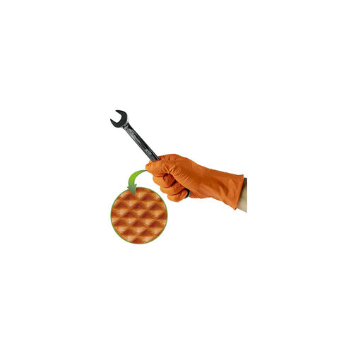 MANUSI DIN NITRIL DE CULOARE ORANGE 7.0 MIL TEXTURA DE DIAMANT, MARIMEA: XL (90BUC) JBM