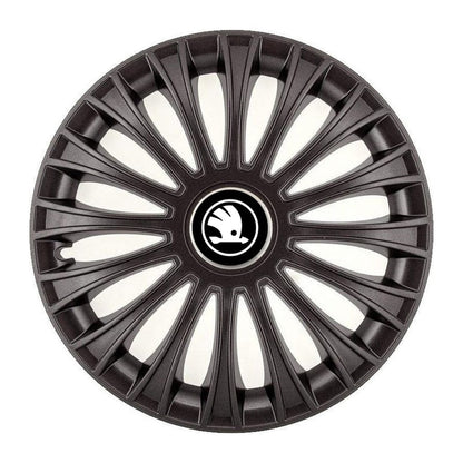 Set 4 Capace Roti 15 inchi (R15) Dino Negru, Compatibile cu Skoda Nou