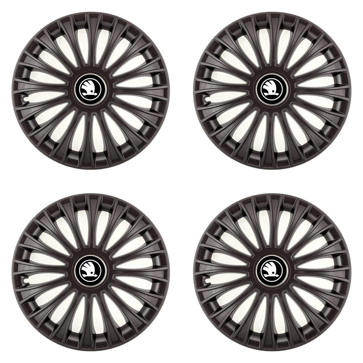 Set 4 Capace Roti 15 inchi (R15) Dino Negru, Compatibile cu Skoda Nou