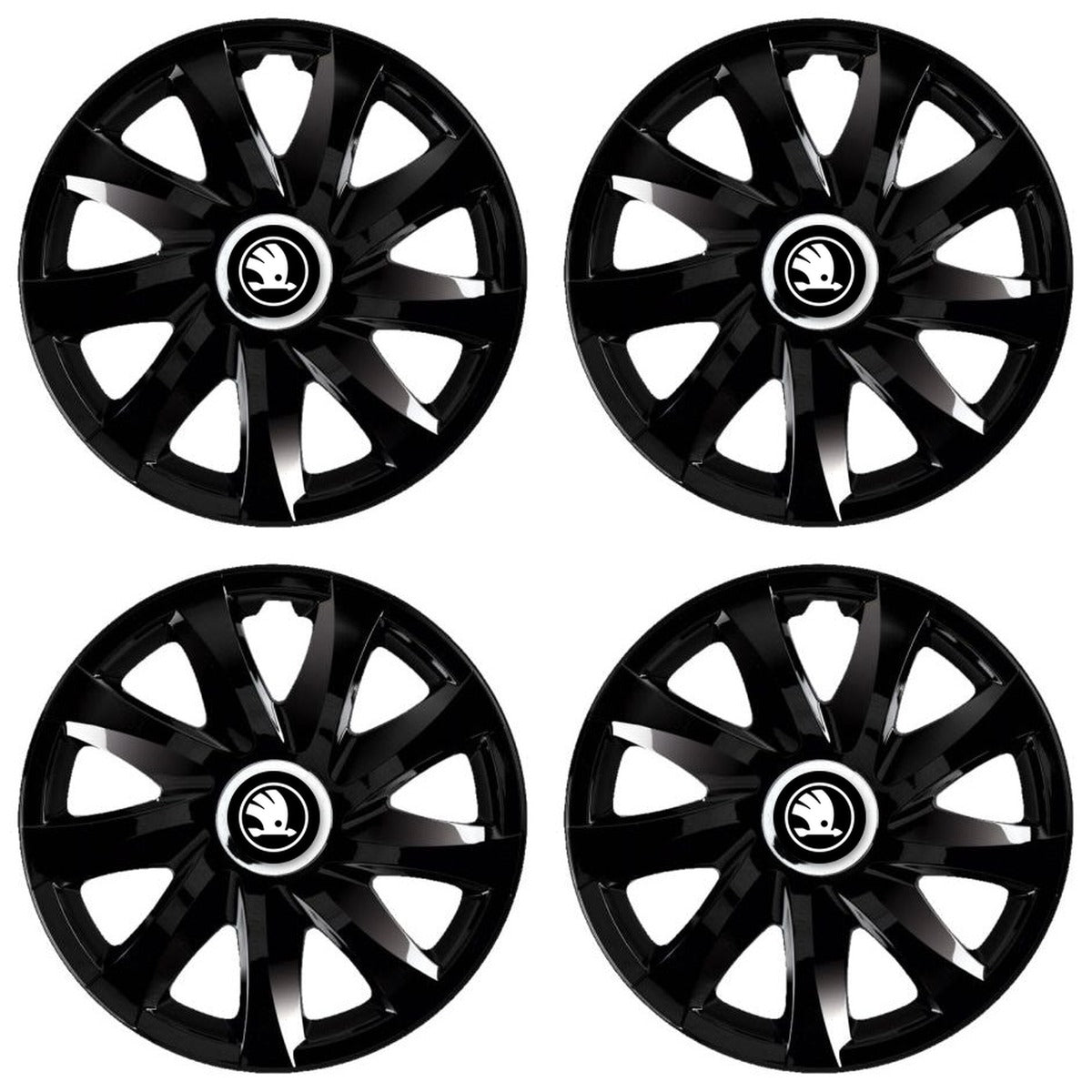 Set 4 Capace Roti Autohelix MSA® potrivite jantelor de 15 inch, pentru Skoda Nou, model Drift Black