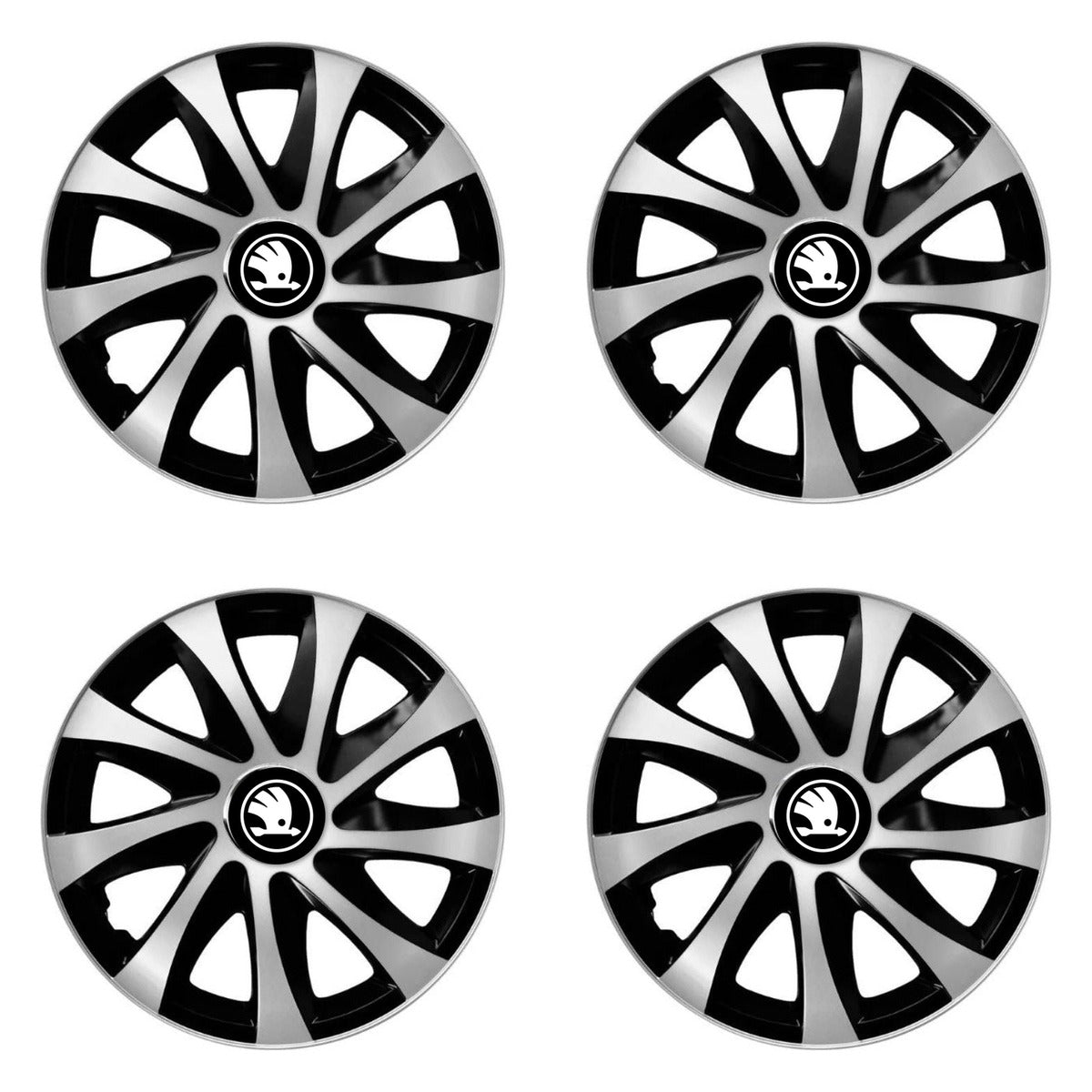 Set 4 capace roti Drift exrta Gri-Negru R14 Compatibil Cu Skoda Nou