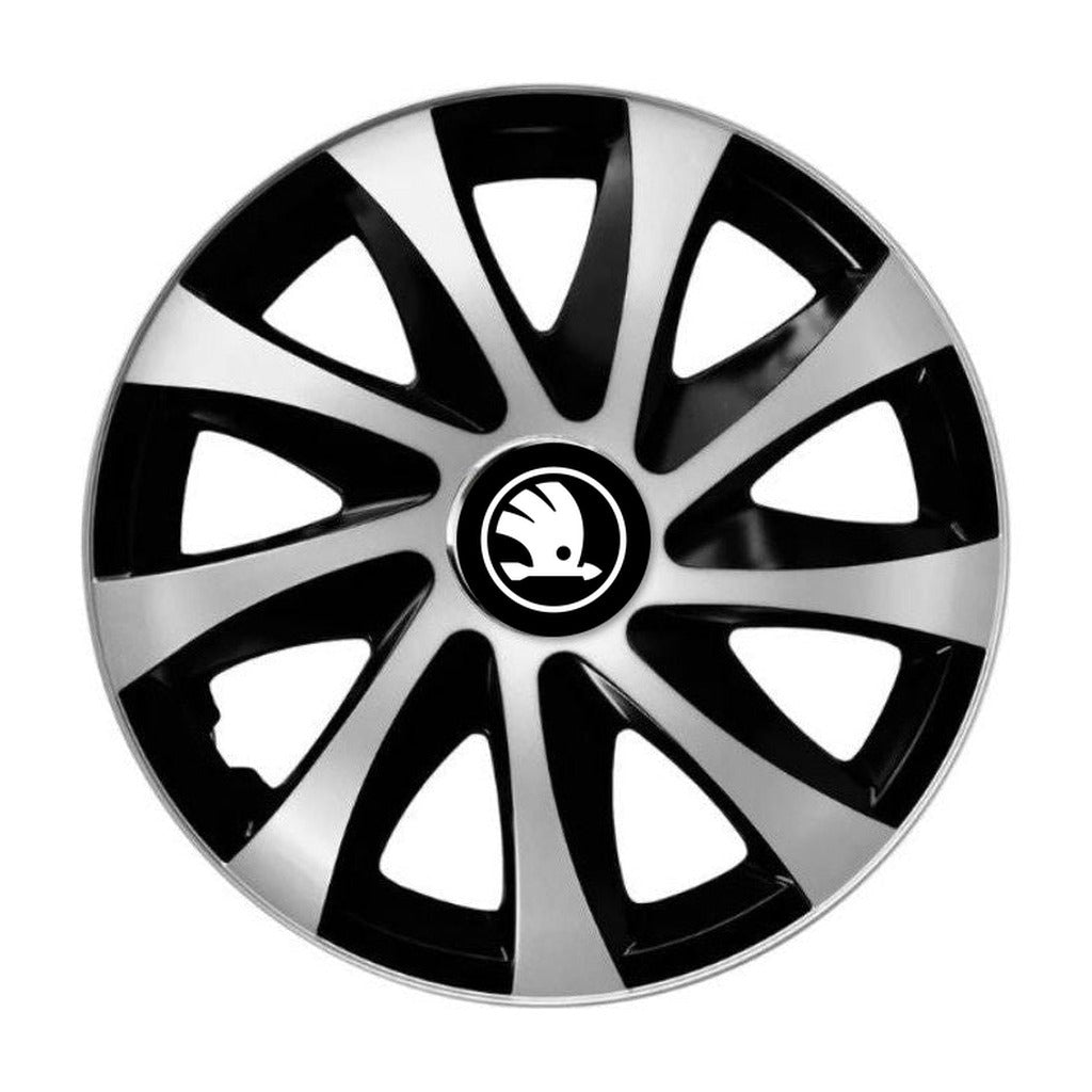 Set 4 capace roti Drift exrta Gri-Negru R15 Compatibil Cu Skoda Nou