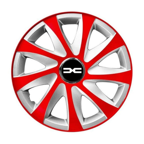 Set 4 capace roti 14 inchi R14 Drift Rosu-Gri, Compatibil cu Dacia Nou