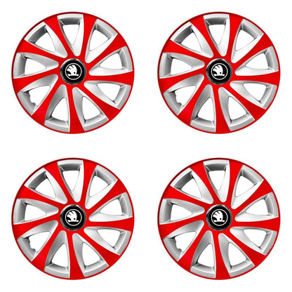 Set 4 capace roti 14 inchi R14 Drift Rosu-Gri, Compatibil cu Skoda Nou