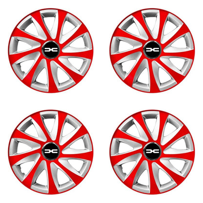Set 4 capace roti 15 inchi R15 Drift Rosu-Gri, Compatibil cu Dacia Nou