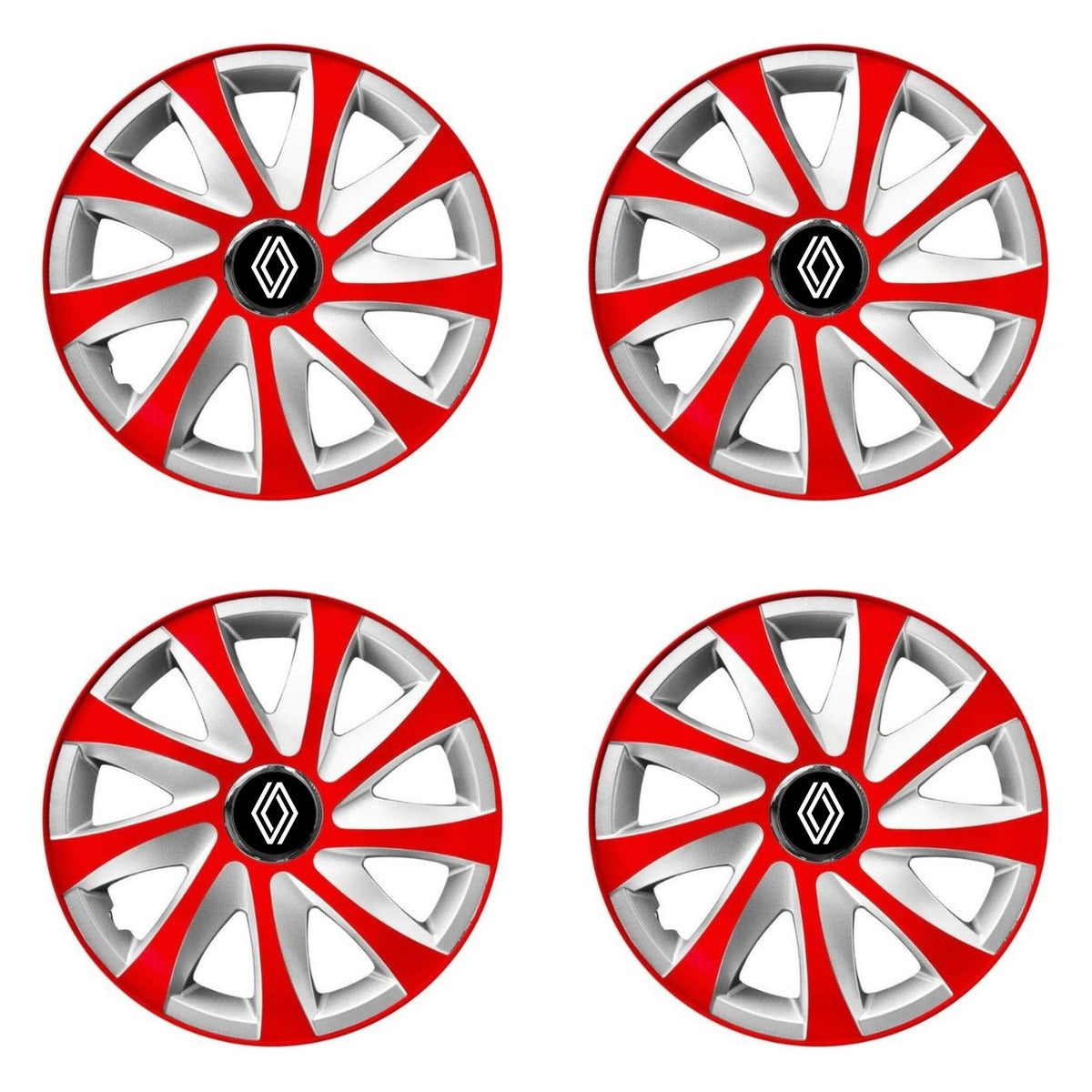 Set 4 capace roti 16 inchi R16 Drift Rosu-Gri, Compatibil cu Renault Nou
