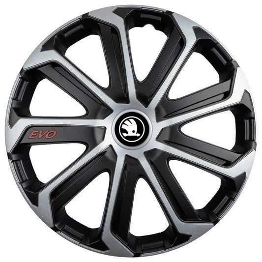 Set 4 Capace Roti Evo Gri-Negru R15, pentru SKODA NOU