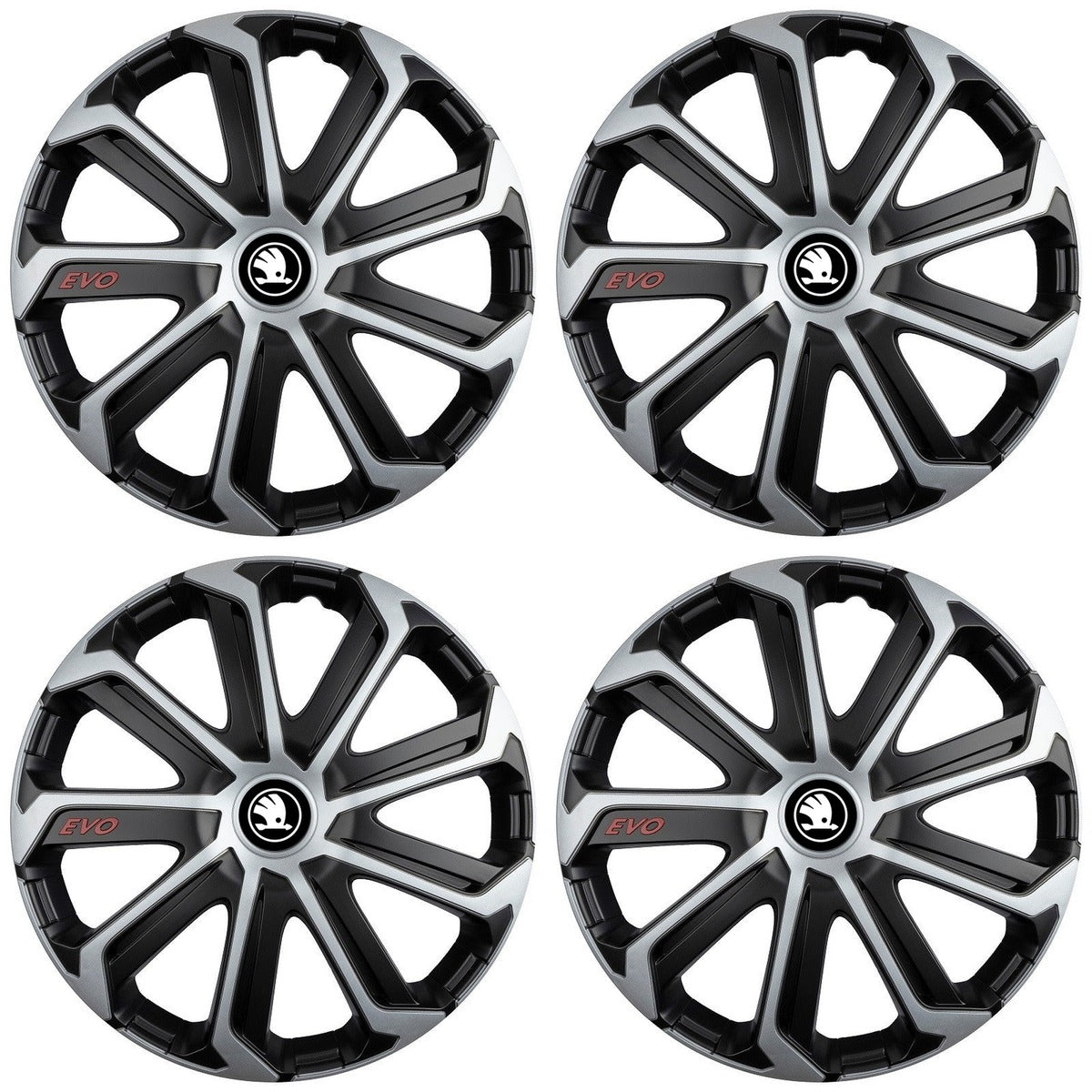 Set 4 Capace Roti Evo Gri-Negru R15, pentru SKODA NOU