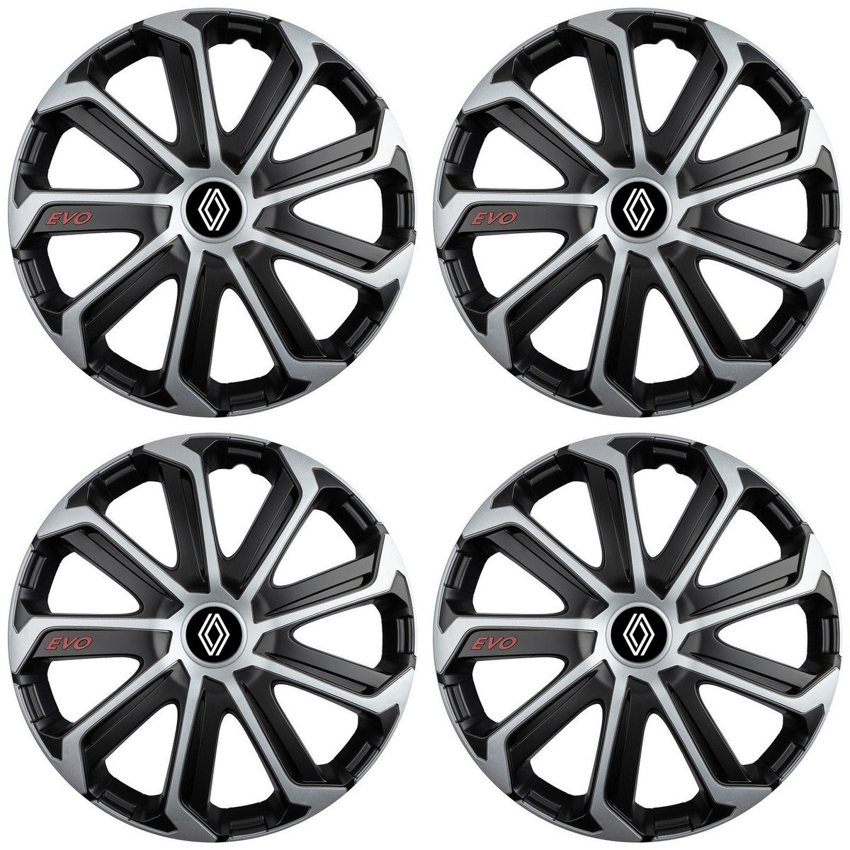 Set 4 Capace Roti Evo Gri-Negru R15, pentru RENAULT NOU