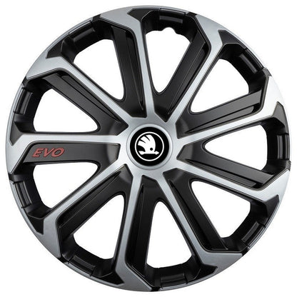 Set 4 Capace Roti Evo Gri-Negru R16, pentru SKODA NOU